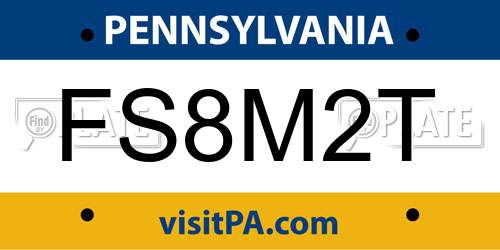 FS8M2T Pennsylvania License Plate