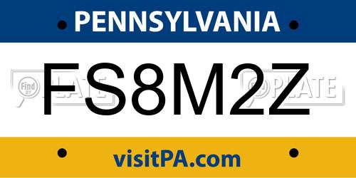 FS8M2Z Pennsylvania License Plate