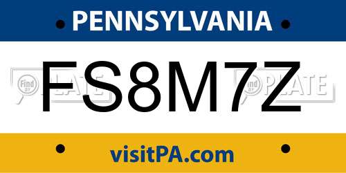 FS8M7Z Pennsylvania License Plate