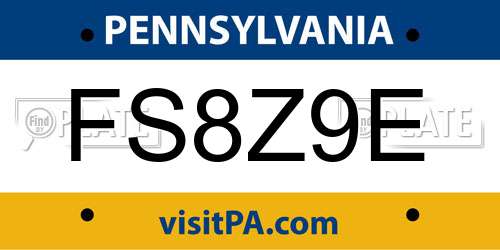 FS8Z9E Pennsylvania License Plate