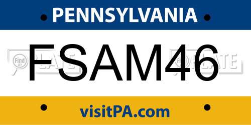 FSAM46 Pennsylvania License Plate