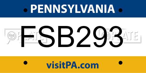 FSB293 Pennsylvania License Plate