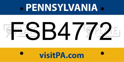 FSB4772 Pennsylvania License Plate