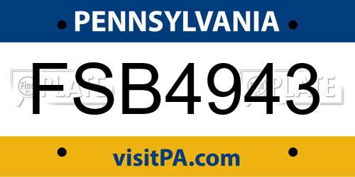 FSB4943 Pennsylvania License Plate