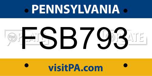 FSB793 Pennsylvania License Plate