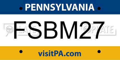 FSBM27 Pennsylvania License Plate