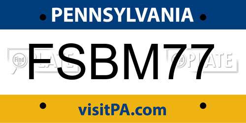 FSBM77 Pennsylvania License Plate