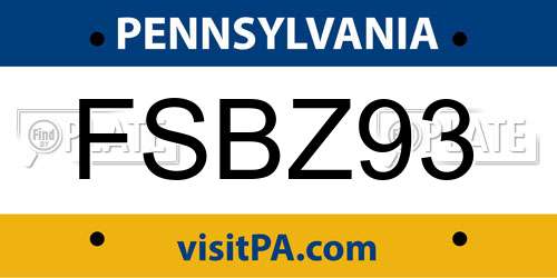 FSBZ93 Pennsylvania License Plate