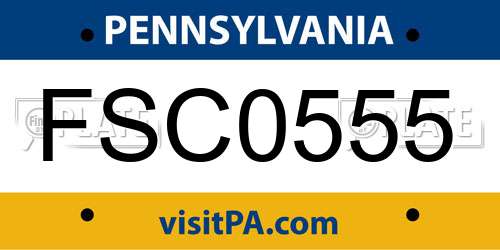 FSC0555 Pennsylvania License Plate