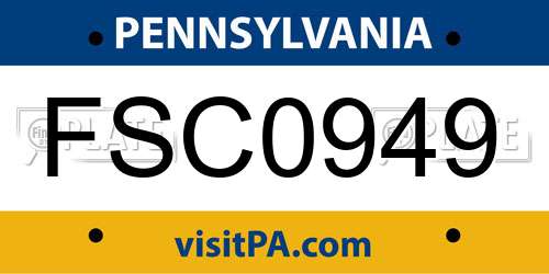FSC0949 Pennsylvania License Plate