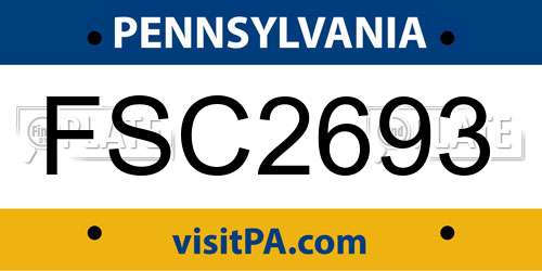 FSC2693 Pennsylvania License Plate