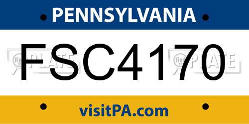 FSC4170 Pennsylvania License Plate