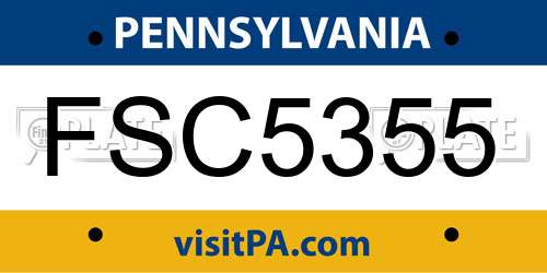 FSC5355 Pennsylvania License Plate