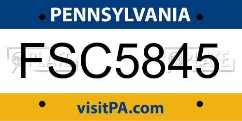 FSC5845 Pennsylvania License Plate