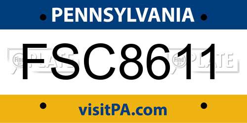FSC8611 Pennsylvania License Plate