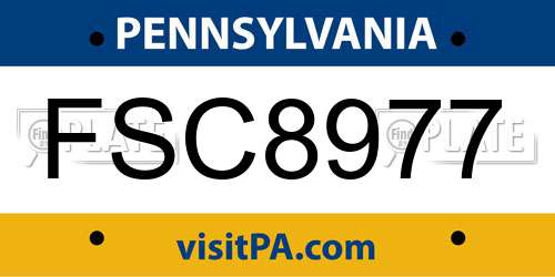 FSC8977 Pennsylvania License Plate