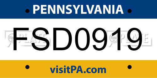 FSD0919 Pennsylvania License Plate