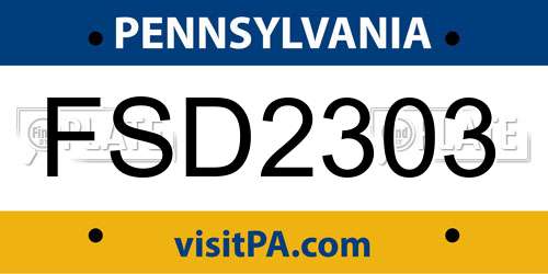 FSD2303 Pennsylvania License Plate
