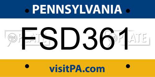 FSD361 Pennsylvania License Plate