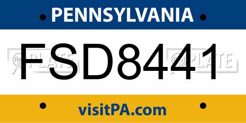 FSD8441 Pennsylvania License Plate