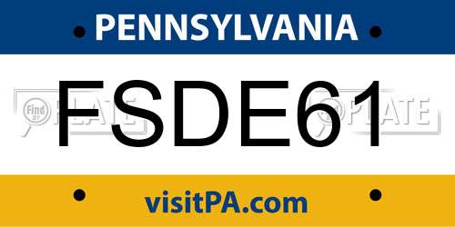 FSDE61 Pennsylvania License Plate