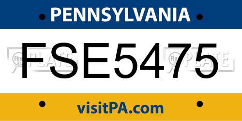 FSE5475 Pennsylvania License Plate