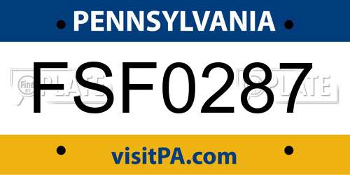 FSF0287 Pennsylvania License Plate