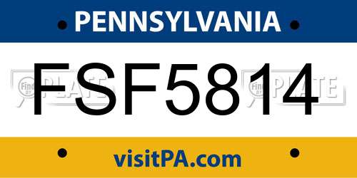 FSF5814 Pennsylvania License Plate