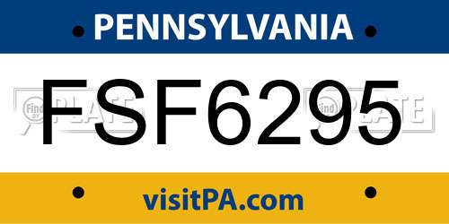 FSF6295 Pennsylvania License Plate