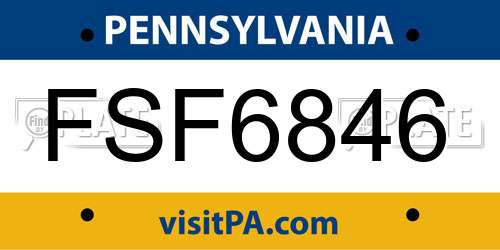 FSF6846 Pennsylvania License Plate