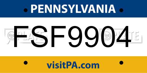 FSF9904 Pennsylvania License Plate