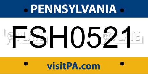 FSH0521 Pennsylvania License Plate