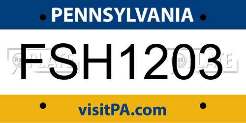 FSH1203 Pennsylvania License Plate