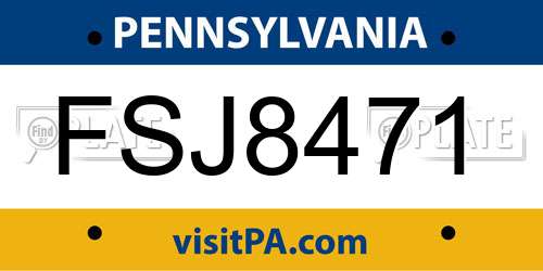 FSJ8471 Pennsylvania License Plate
