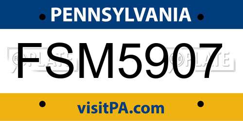 FSM5907 Pennsylvania License Plate