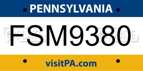 FSM9380 Pennsylvania License Plate