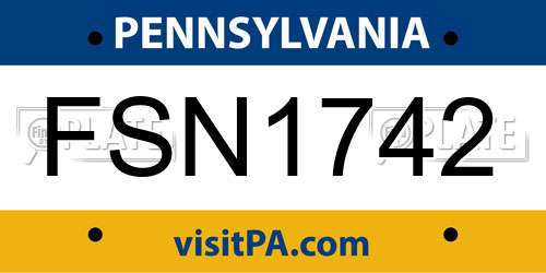 FSN1742 Pennsylvania License Plate