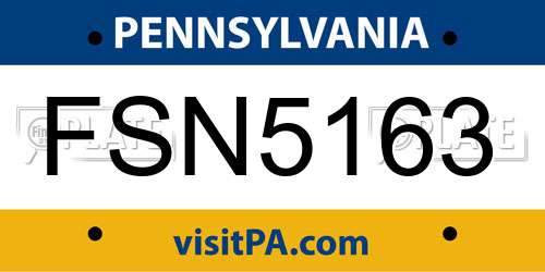 FSN5163 Pennsylvania License Plate