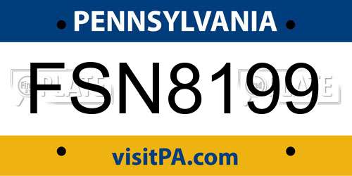 FSN8199 Pennsylvania License Plate
