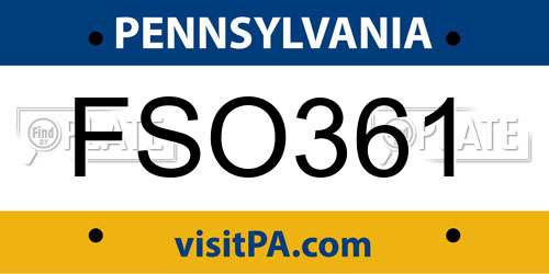 FSO361 Pennsylvania License Plate