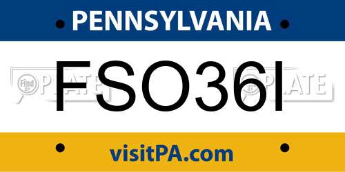 FSO36I Pennsylvania License Plate