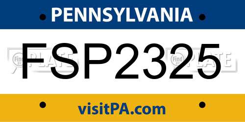 FSP2325 Pennsylvania License Plate