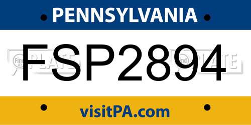 FSP2894 Pennsylvania License Plate