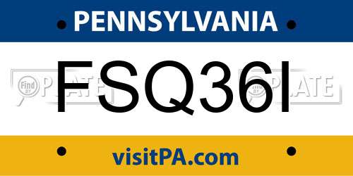 FSQ36I Pennsylvania License Plate