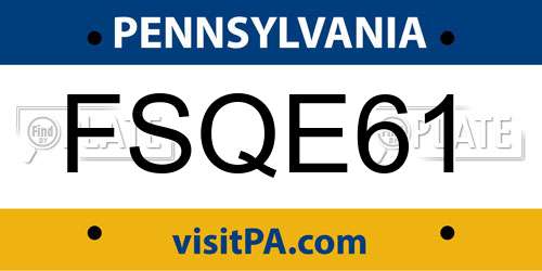 FSQE61 Pennsylvania License Plate