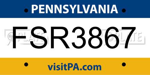 FSR3867 Pennsylvania License Plate