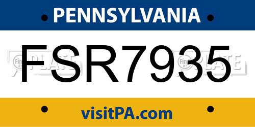 FSR7935 Pennsylvania License Plate