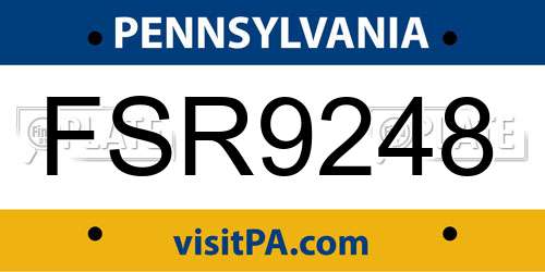 FSR9248 Pennsylvania License Plate