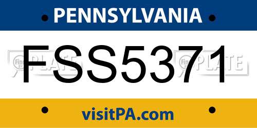 FSS5371 Pennsylvania License Plate