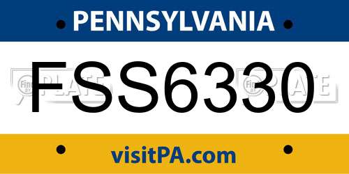 FSS6330 Pennsylvania License Plate